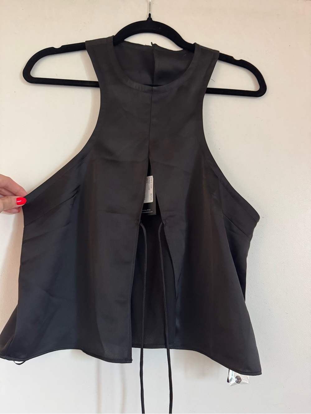 Black Women's Tie Front Blouse NWT